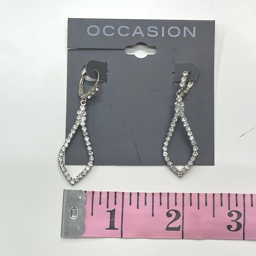 Occasion Kohls‎ Silver Tone Crystal Pavé Open Teardrop Leverback Drop Earrings